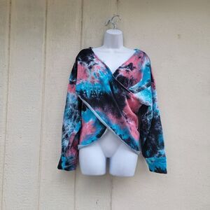 POL Galaxy Print Tie Dyed Pullover Sweater Sz Small Relaxed Fit